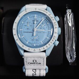Swatch Light Blue and White Chronograph Watch